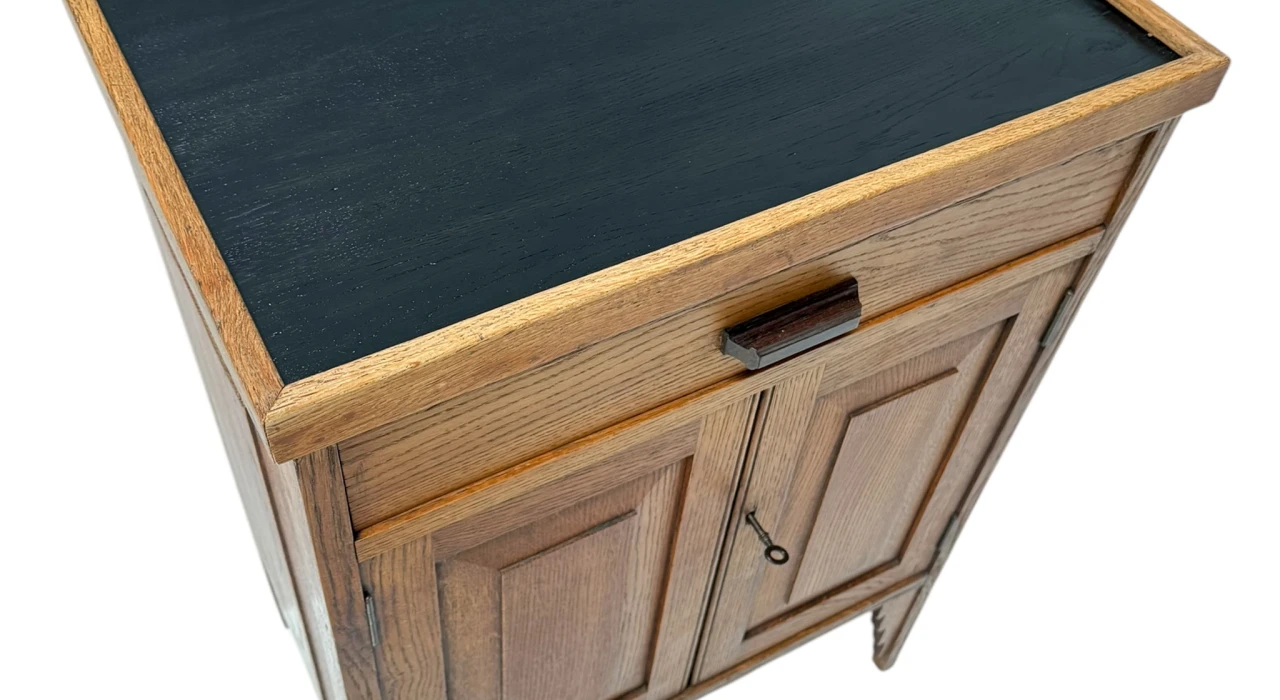 Art Deco Amsterdamse School Cabinet with Black Lacquered Top, 1920s